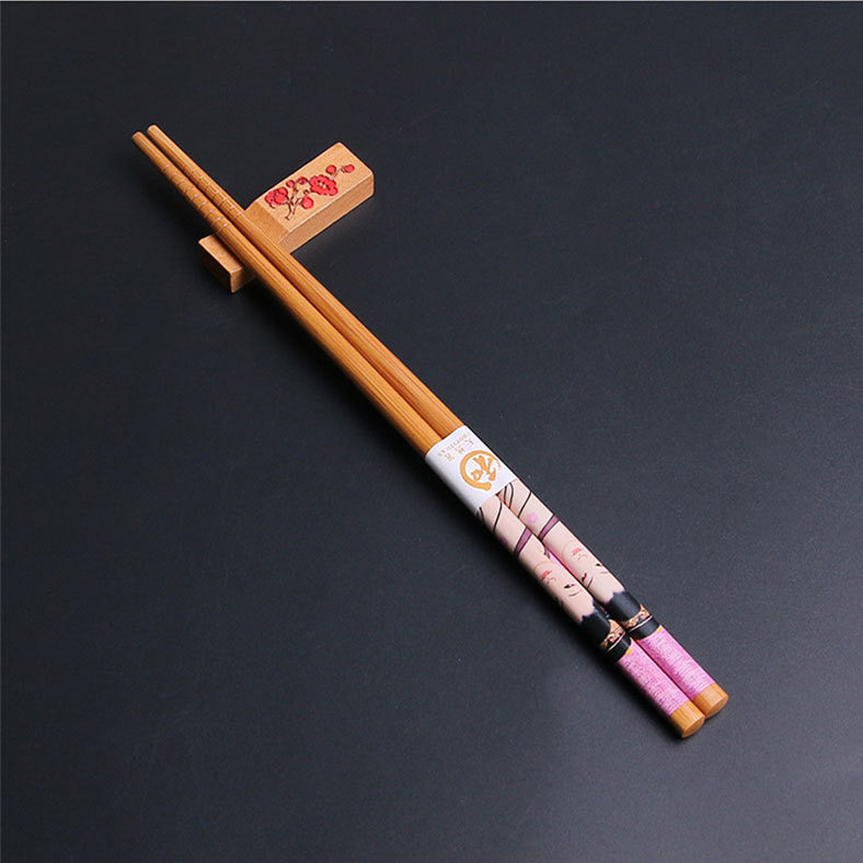 Japanese Geisha Themed Handcrafted Bamboo Chopsticks Sets - MASU