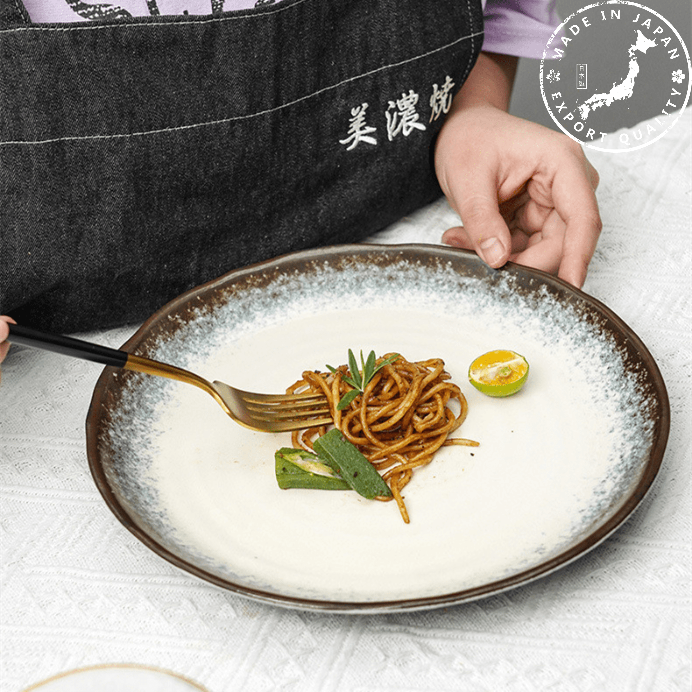 Japanese Mino Ware Handcrafted Kiln-Altered Ceramic Plates - MASU