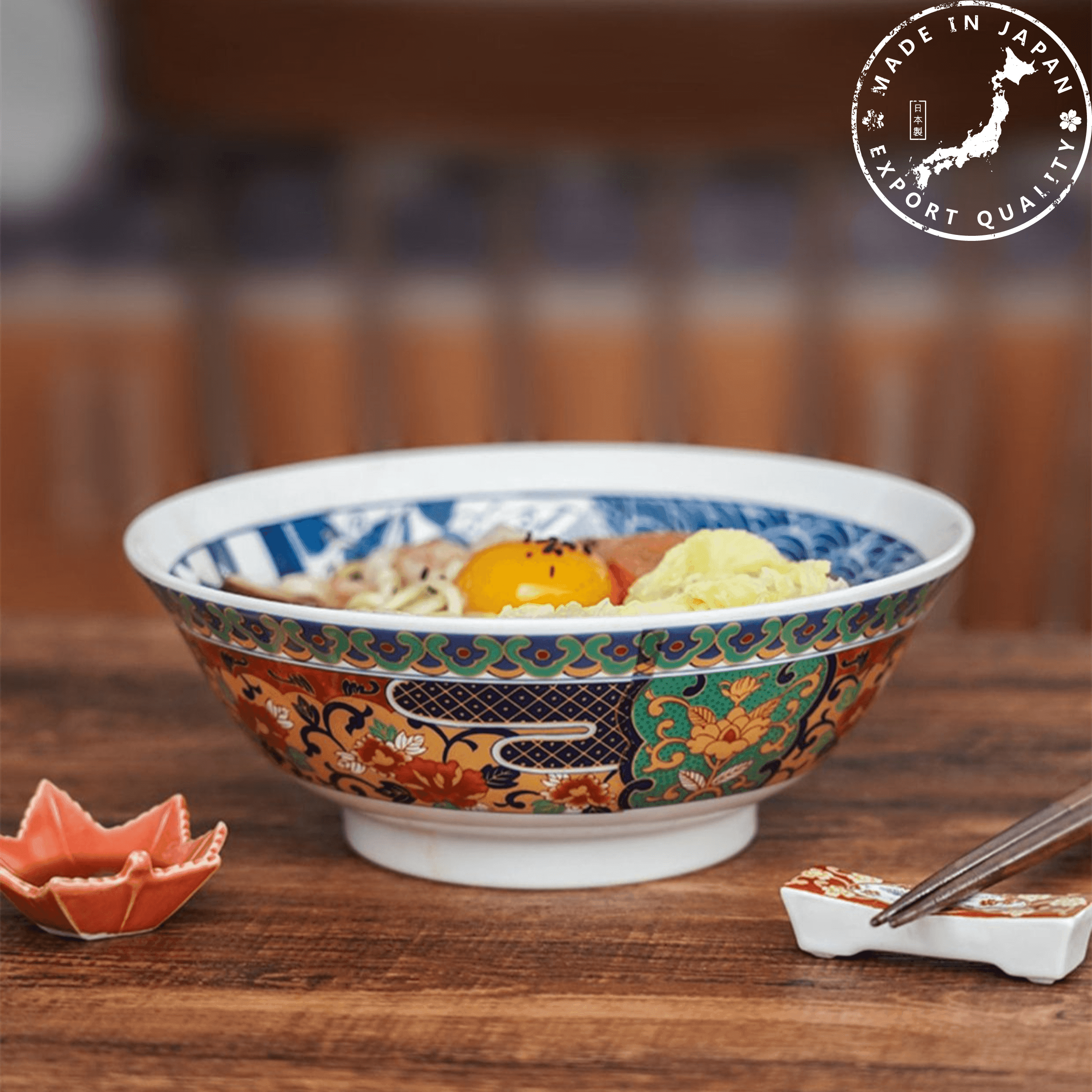 Japanese Mino Ware Imari Series Handcrafted Imperial Ramen Bowl - MASU