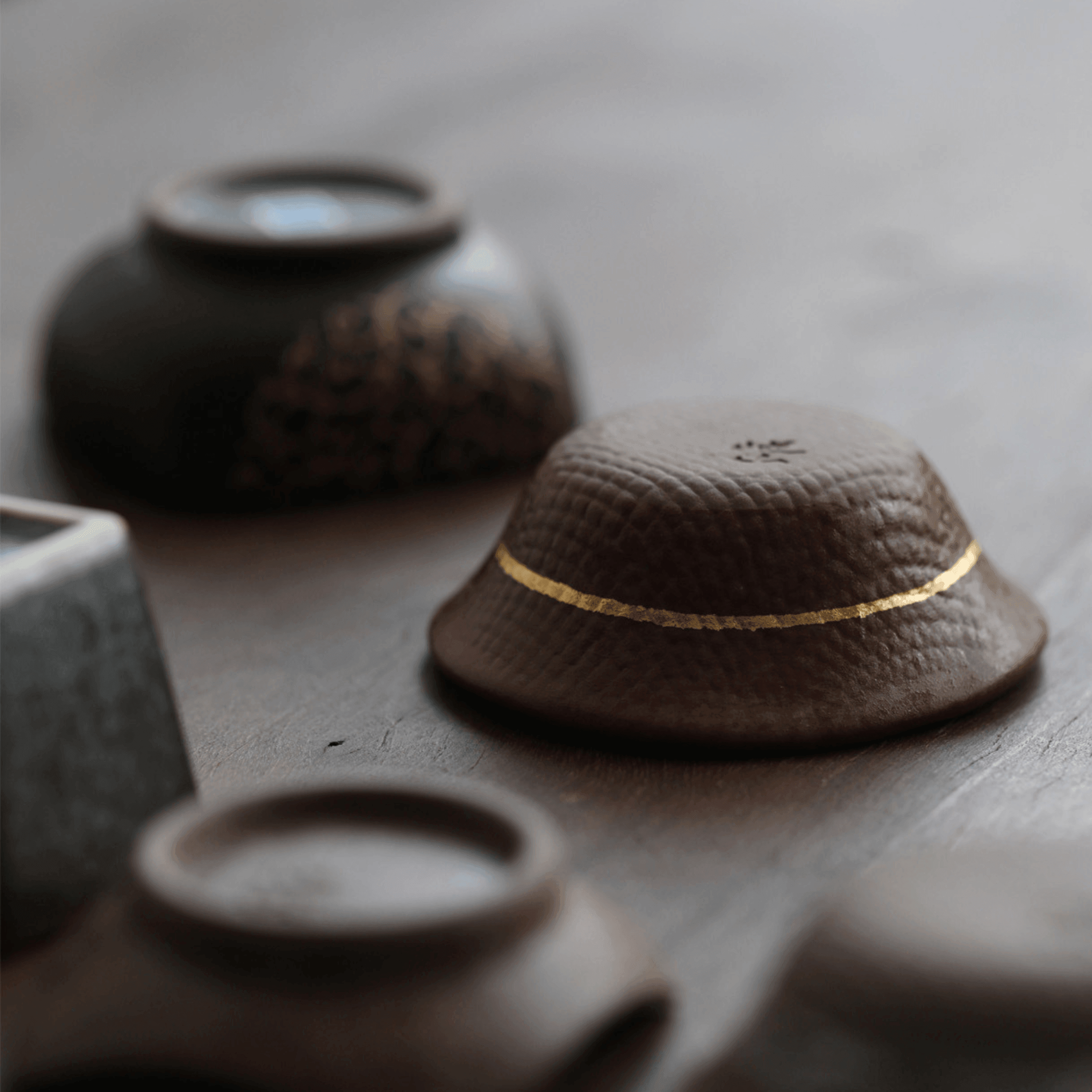 Touetsugama Japanese Golden Glazed Tea Set - MASU