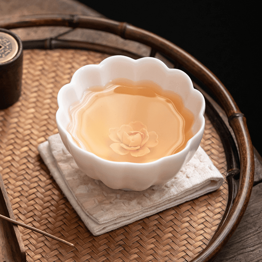Handcrafted Ceramic Tea Cup With Embedded Ceramic Rose - MASU