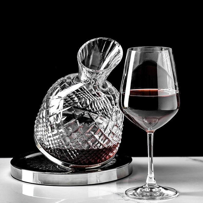 Luxury 360° Rotating Crystal Hand Blown Wine Decanter - MASU