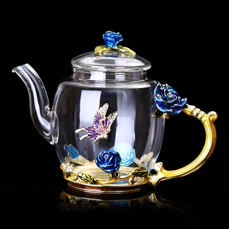 Metallic Floral Glass Teacup Gift Sets - MASU