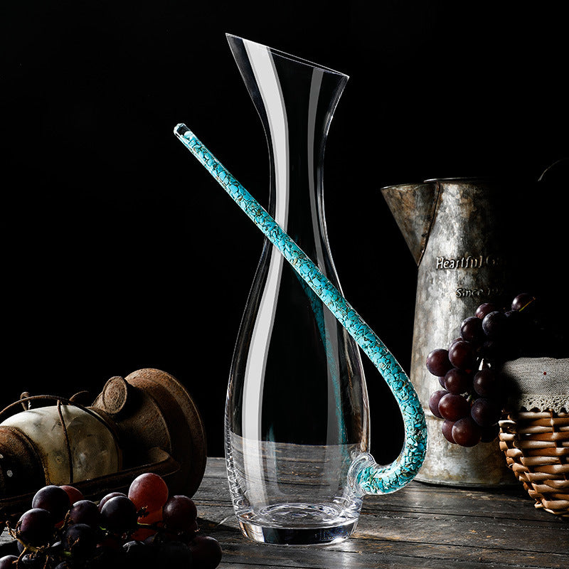 Coral Turquoise Stem Red Wine Glasses and Decanter Set - MASU