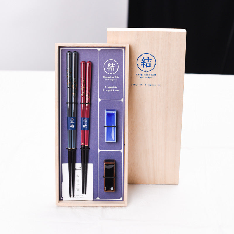 Japanese Handcrafted Ayaka Wooden Chopsticks Wedding Gift Set - MASU