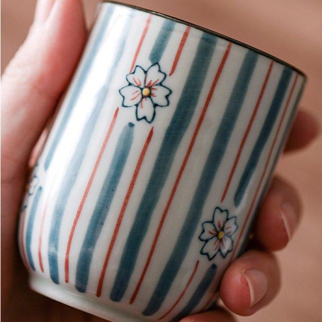 Japanese Hand-painted Ceramic Straight Body Tea Cups - MASU