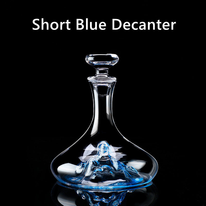 Crystal Glass Blue Stem Burgundy Wine Glass With Blue Mountain Wine Decanter Sets - MASU