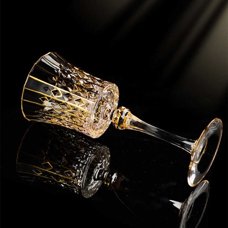 Cristal D'Arques Golden Vine Crystal Wine Glasses With Decanter Sets - MASU
