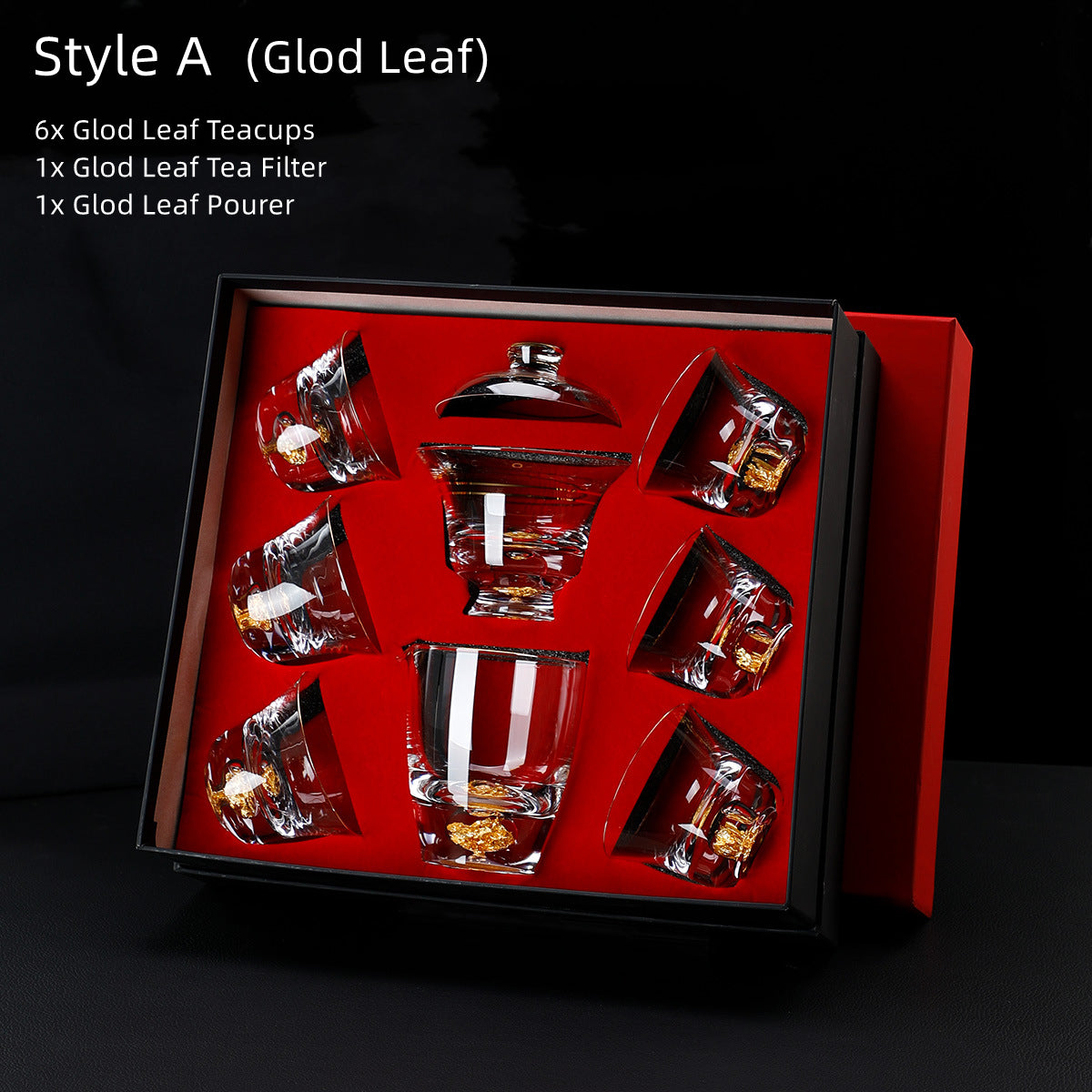 Gold Leaf Chinese Kung-Fu Tea Glass Cup Gift Sets - MASU