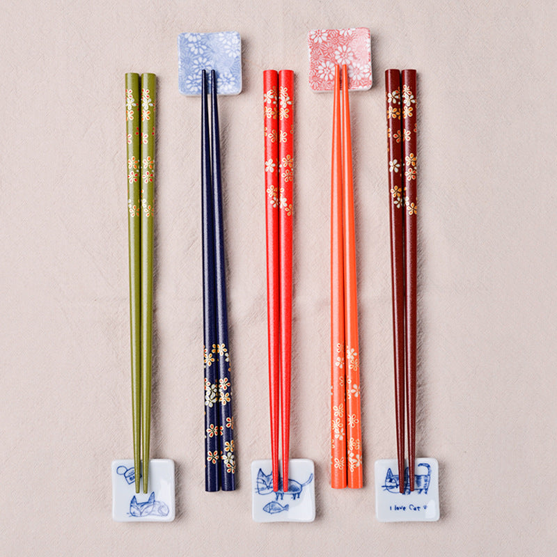 Japanese Rainbow Sakura Handcrafted Wooden Chopsticks Set of 5 - MASU