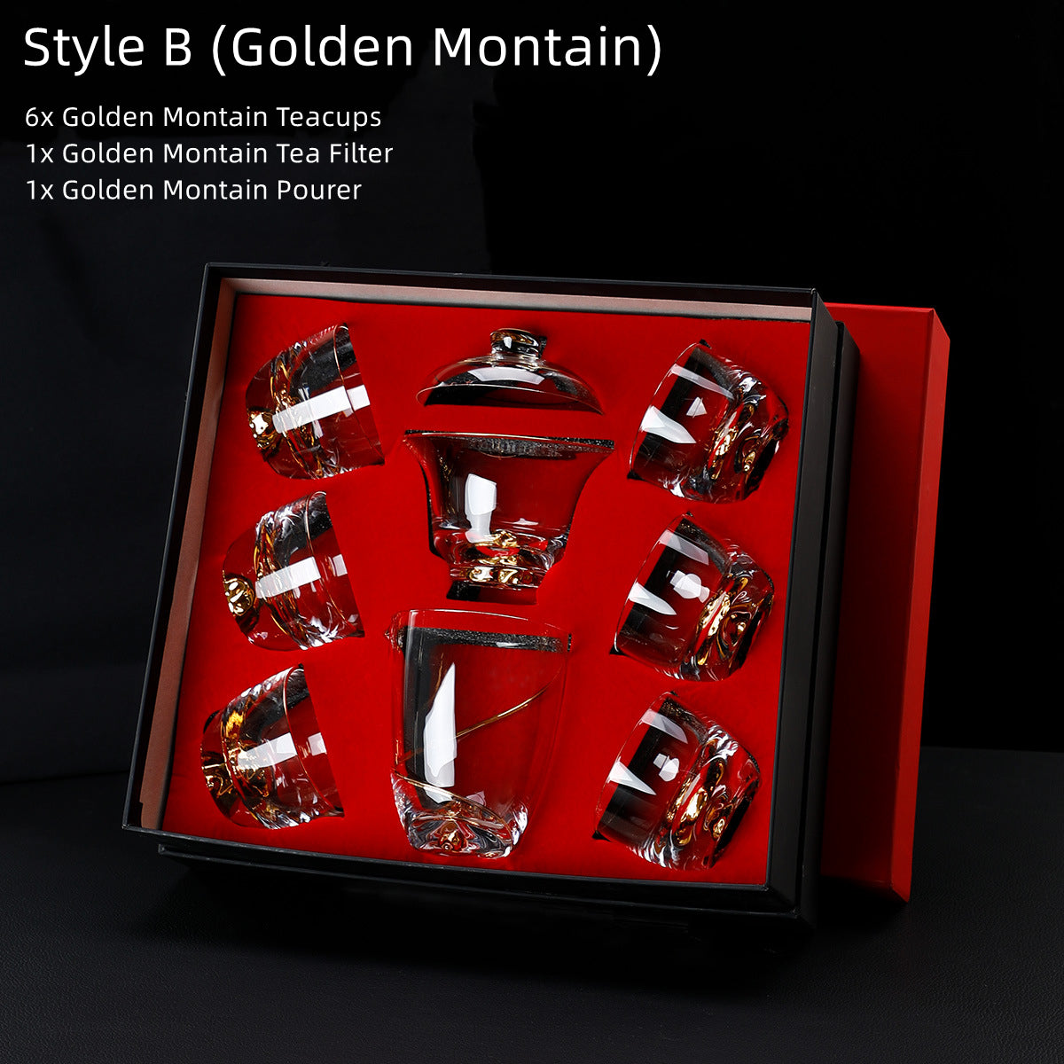 Gold Leaf Chinese Kung-Fu Tea Glass Cup Gift Sets - MASU