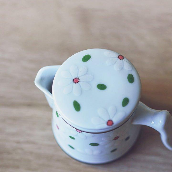 Japanese Ceramic Flower Tea Pot Sets With Carrying Case - MASU