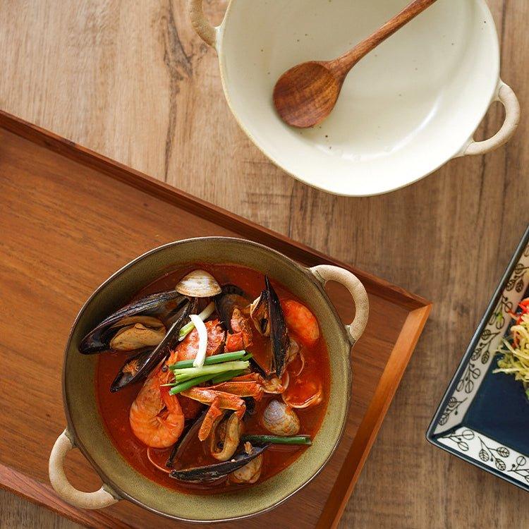 Handcrafted Japanese Ceramic Bowl With Handles - MASU