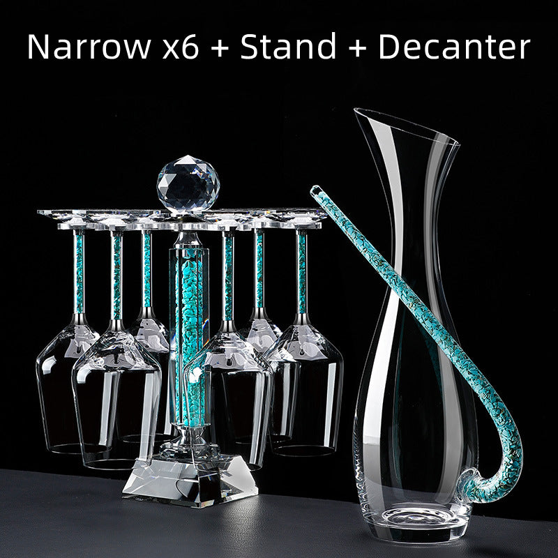 Coral Turquoise Stem Red Wine Glasses and Decanter Set - MASU