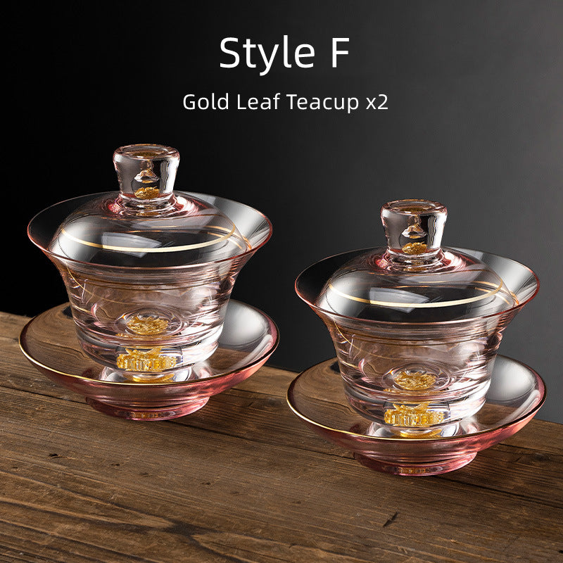 Gold Leaf Glass Kung-Fu Tea Cup Set Of Two - MASU