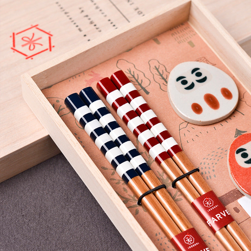 Japanese Handcrafted Daruma Chopsticks Wedding Gift Set - MASU