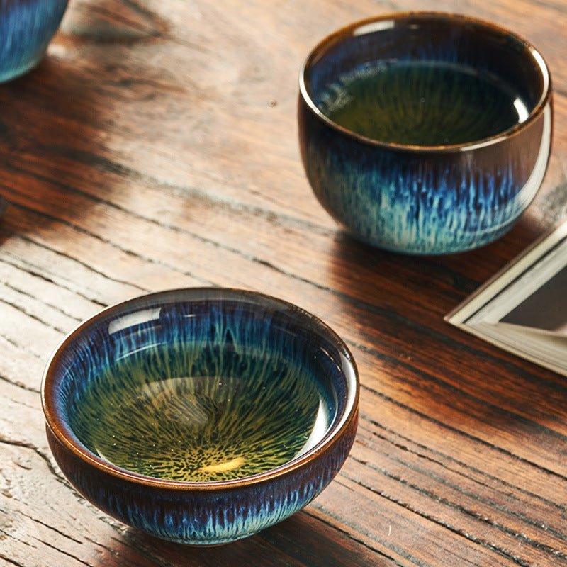 Japanese Gloss Glazed Blue Ceramic Tea Cups - MASU