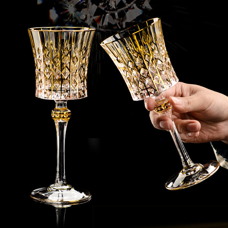 Cristal D'Arques Golden Vine Crystal Wine Glasses With Decanter Sets - MASU