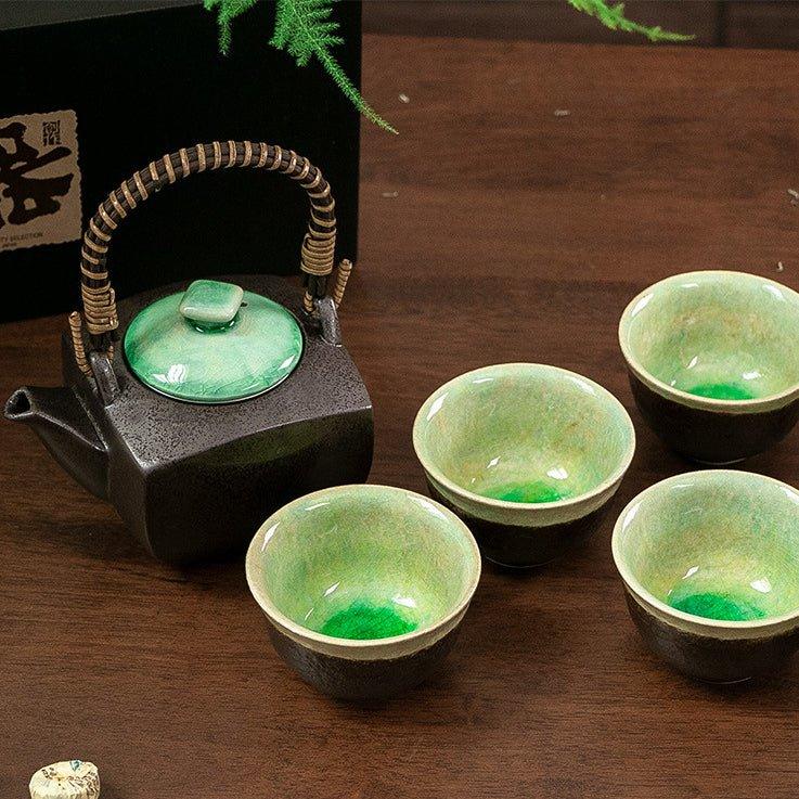 Japanese Mino Ware Handcrafted Ceramic Jade Tea Gift Set - MASU