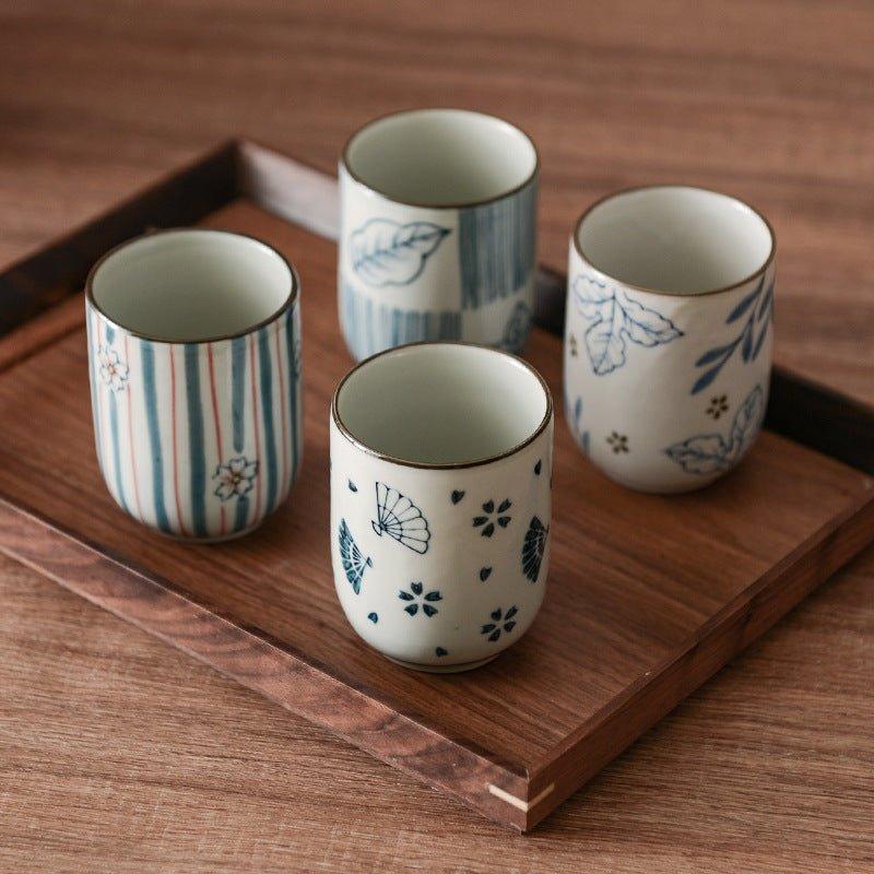Japanese Hand-painted Ceramic Straight Body Tea Cups - MASU