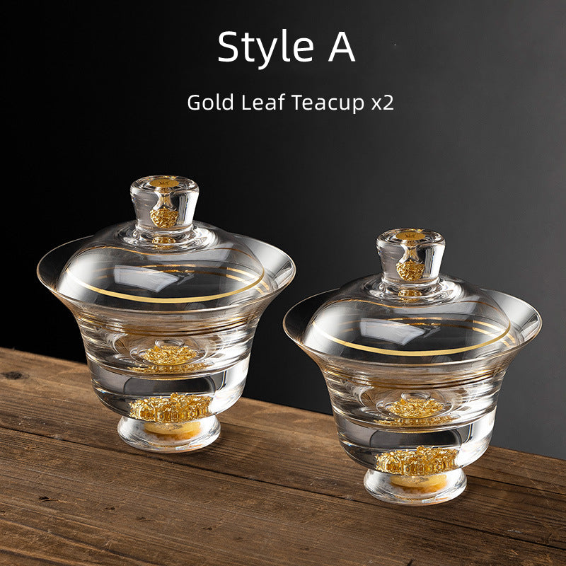 Gold Leaf Glass Kung-Fu Tea Cup Set Of Two - MASU