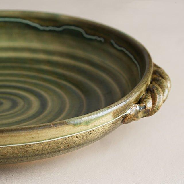 Japanese Handcrafted Curved Ceramic Swirl Plate - MASU