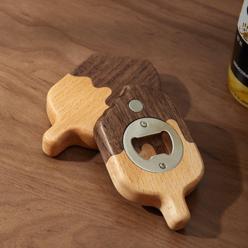 Handcrafted Popsicle Shaped Wooden Beer Bottle Opener - MASU