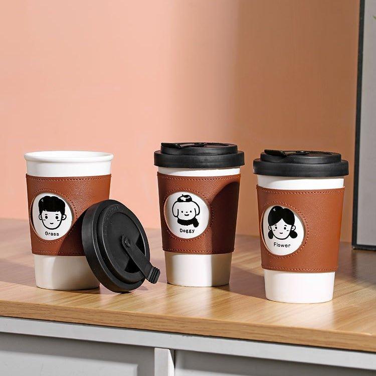 Ceramic Reusable Coffee Cup With Leather Sleeve - MASU