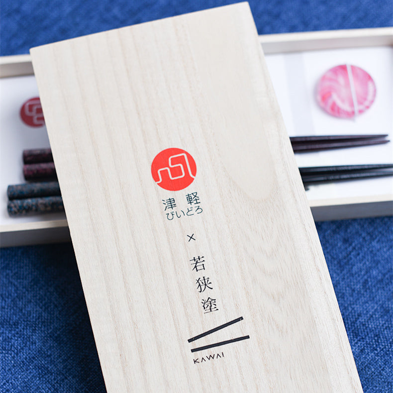 Japanese Handcrafted Snow Wooden Chopsticks Wedding Gift Set - MASU