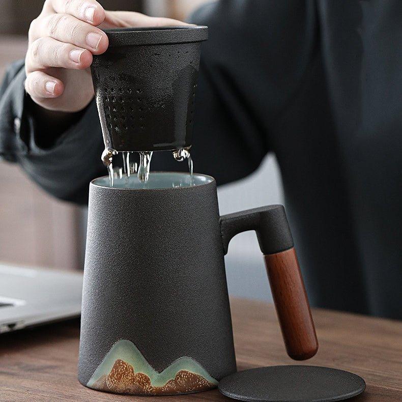 Mountain Themed Ceramic Tea Cups With Filter - MASU