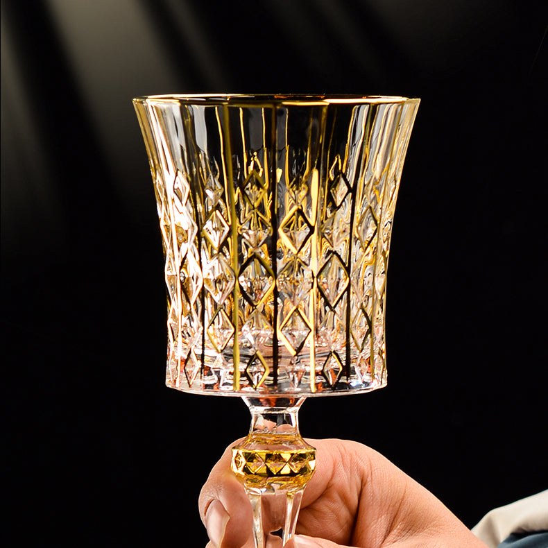 Cristal D'Arques Golden Vine Crystal Wine Glasses With Decanter Sets - MASU