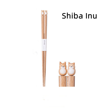 Japanese Handcrafted Pet Sculpture Wooden Children's Chopsticks - MASU