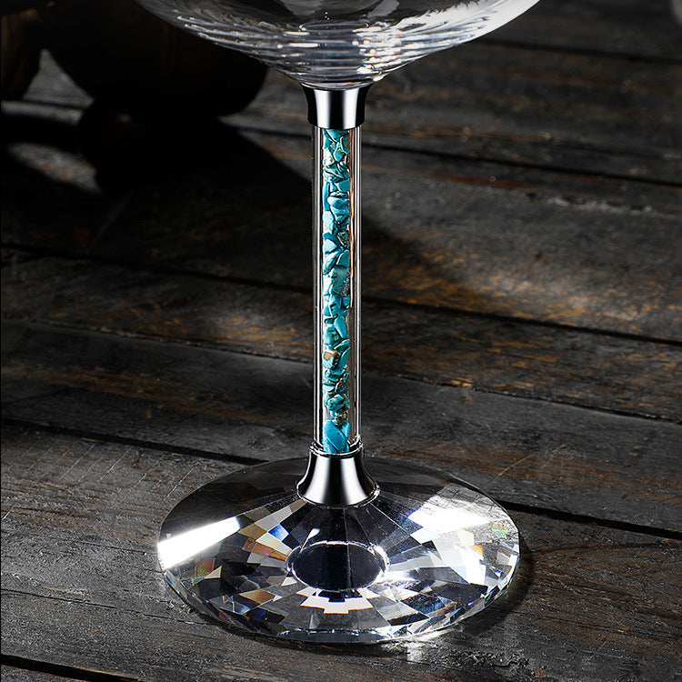 Coral Turquoise Stem Red Wine Glasses and Decanter Set - MASU