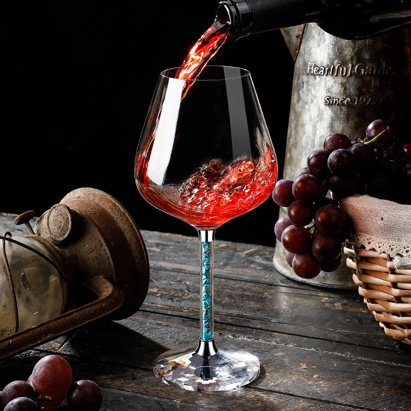 Coral Turquoise Stem Red Wine Glasses and Decanter Set - MASU