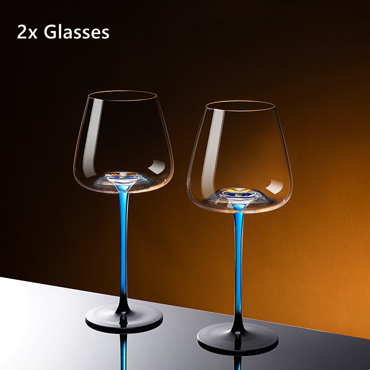 Crystal Glass Blue Stem Burgundy Wine Glass With Blue Mountain Wine Decanter Sets - MASU