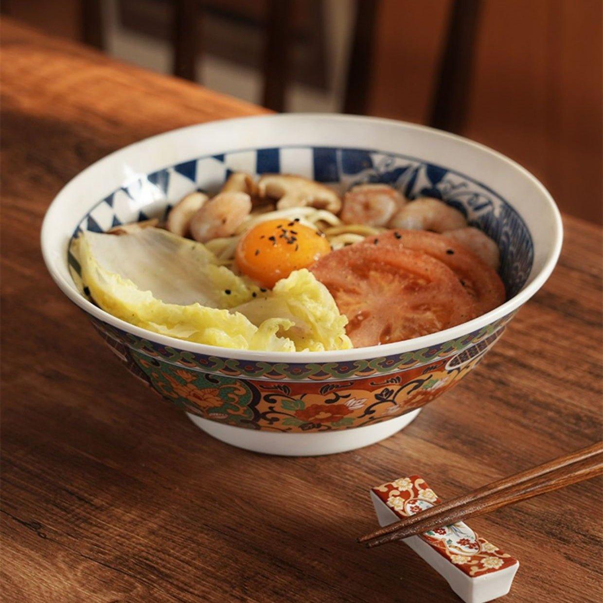 Japanese Mino Ware Imari Series Handcrafted Imperial Ramen Bowl - MASU