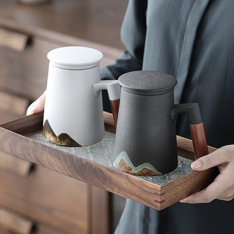 Mountain Themed Ceramic Tea Cups With Filter - MASU