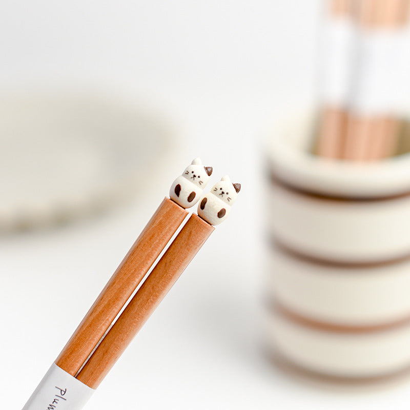 Japanese Handcrafted Pet Sculpture Wooden Children's Chopsticks - MASU