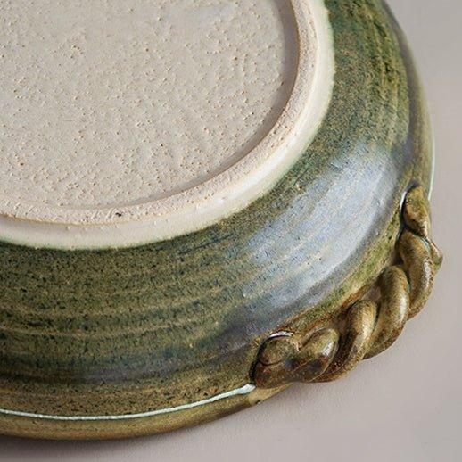 Japanese Handcrafted Curved Ceramic Swirl Plate - MASU