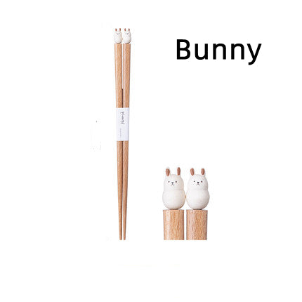 Japanese Handcrafted Pet Sculpture Wooden Children's Chopsticks - MASU