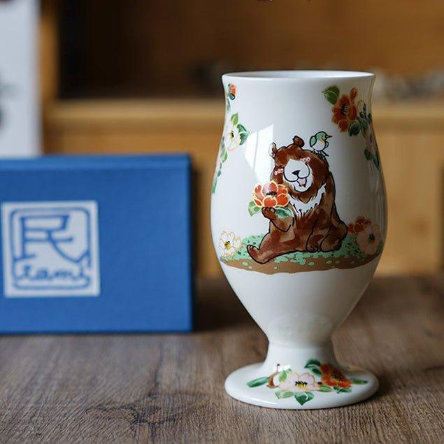 Japanese Tamikazu Hayashi Hand-painted Animal Theme Ceramic Tall Cup Gift Sets - MASU