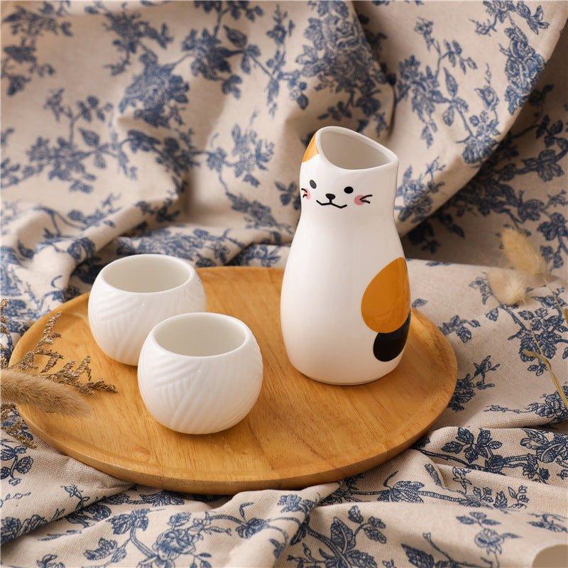 Japanese Ceramic Kitten Sake Sets - MASU