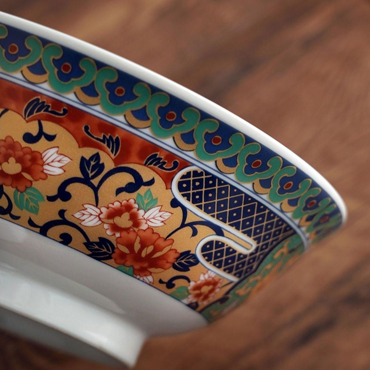 Japanese Mino Ware Imari Series Handcrafted Imperial Ramen Bowl - MASU
