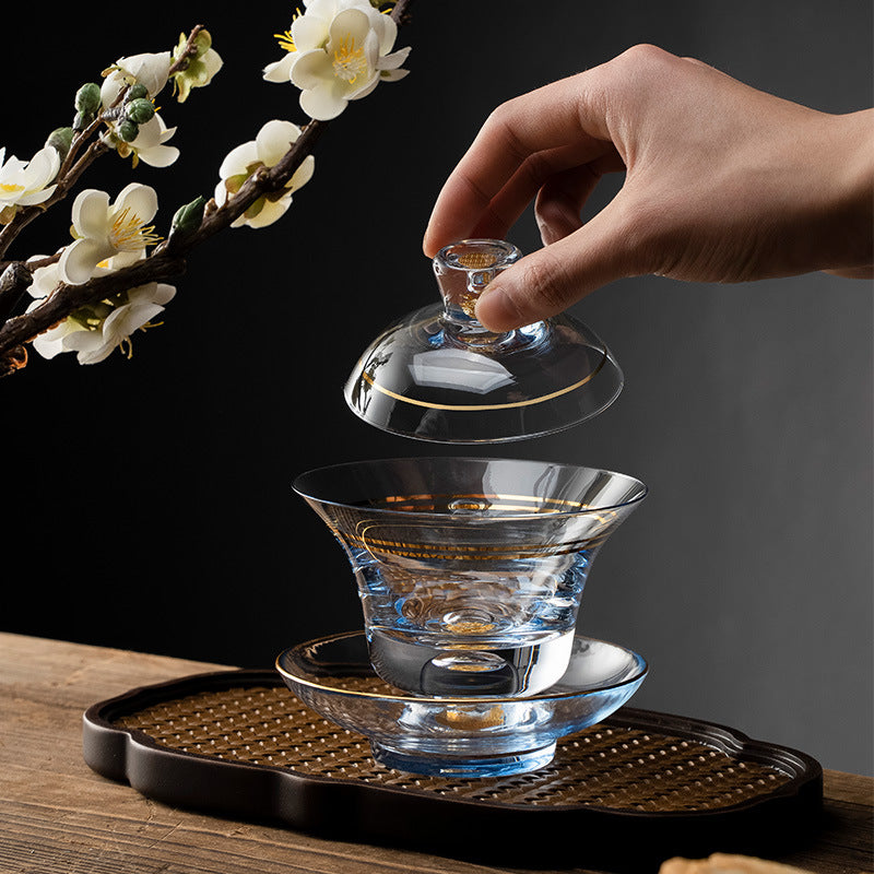 Gold Leaf Glass Kung-Fu Tea Cup Set Of Two - MASU