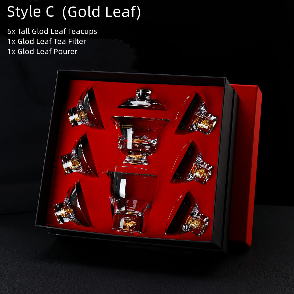 Gold Leaf Chinese Kung-Fu Tea Glass Cup Gift Sets - MASU
