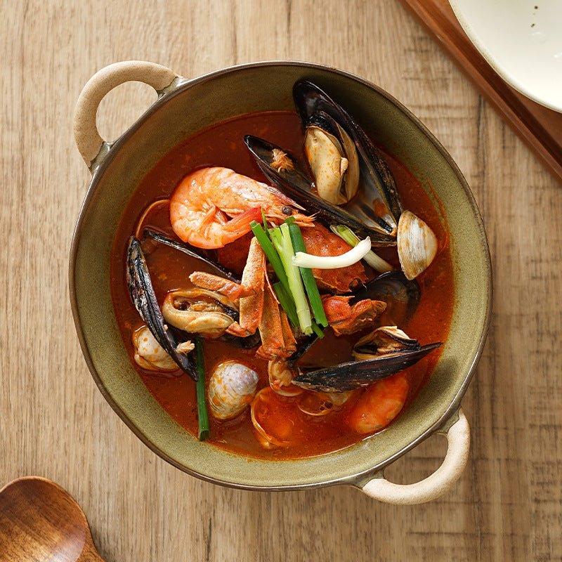 Handcrafted Japanese Ceramic Bowl With Handles - MASU