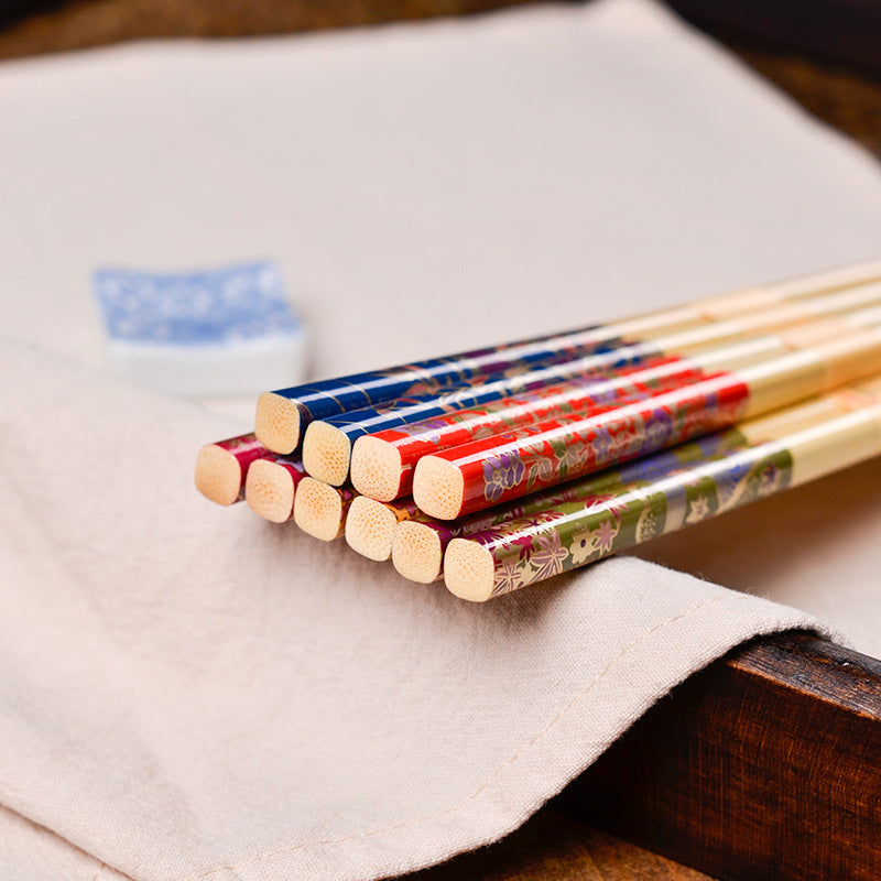 Japanese Botanical Handcrafted Bamboo Chopsticks Set of 5 - MASU