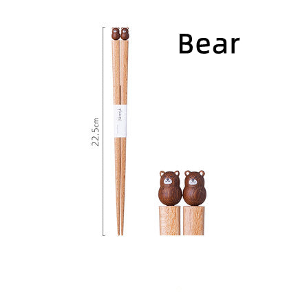 Japanese Handcrafted Pet Sculpture Wooden Children's Chopsticks - MASU