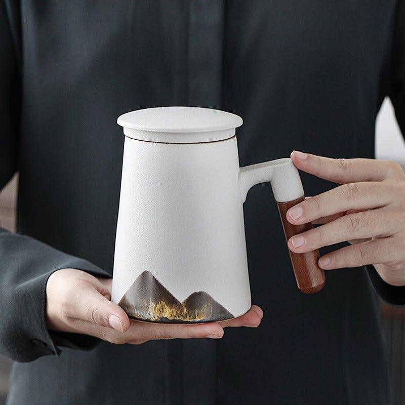 Mountain Themed Ceramic Tea Cups With Filter - MASU