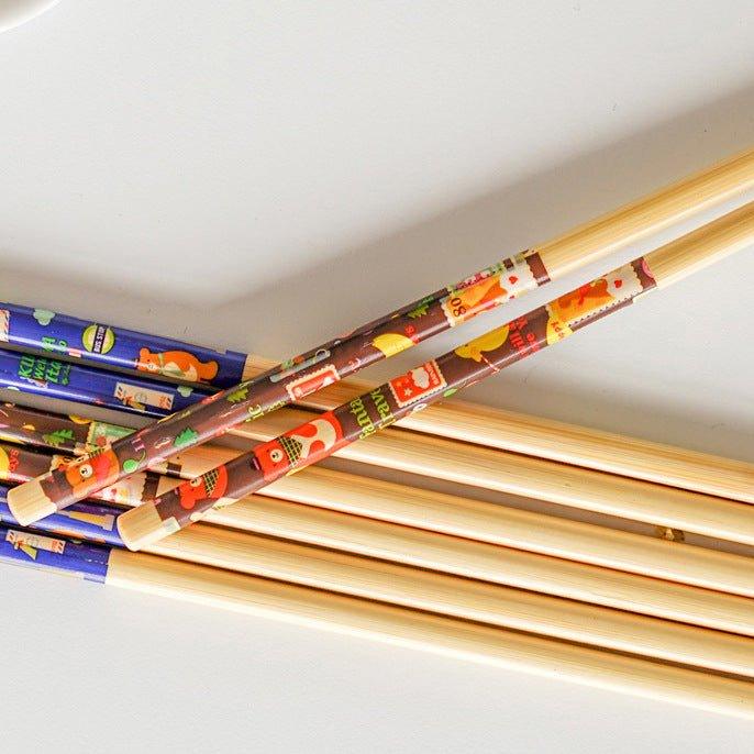 Japanese Bamboo Cartoon Themed Extended Chopsticks Dual Set - MASU